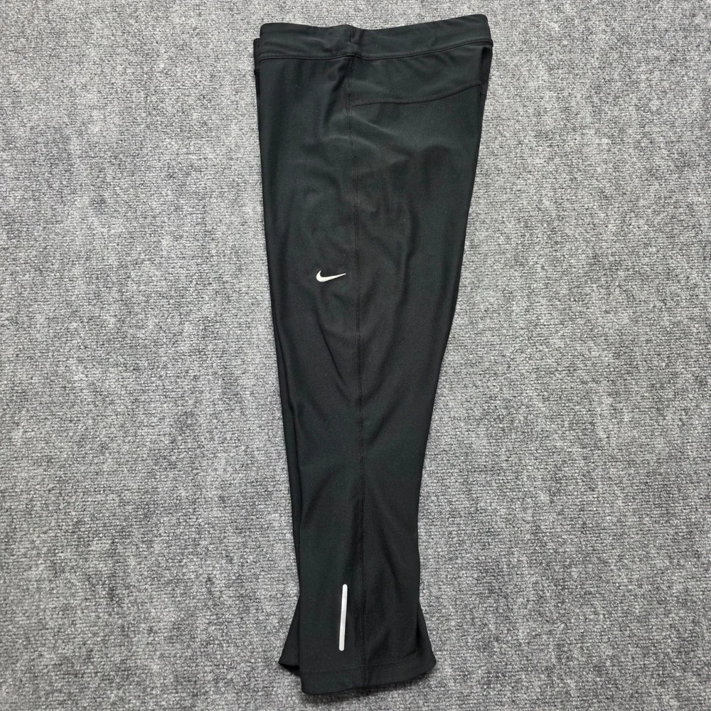 Nike Dri-FIT Cropped Running Leggings Women's Medium Black Back Zipper Pocket